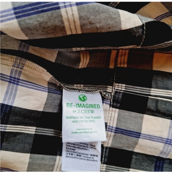 J. CREW Women's Black and White Plaid Puff Sleeve Top - Picture 10 of 13